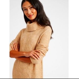 NWT, XS/TP, Banana Republic, tan, turtleneck, sweater dress